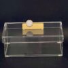 Caixa Acrílico 3mm dourado bola branca 20x12x8cm
